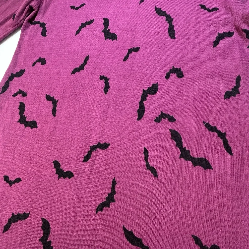 Modcloth Bat Dress Large Knit Midi Sweater Bodycon Purple Goth Witch Halloween - Picture 10 of 16